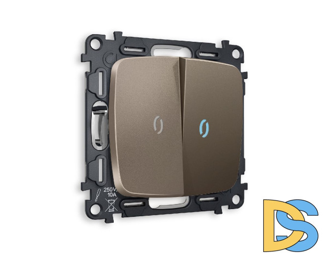 Комплект механизма 2-кл выключателя с подсветкой Ambrella Volt Omega MO634020