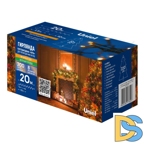 Гирлянда Uniel ULD-S2000-200/DGA AMBER IP20 UL-00010894