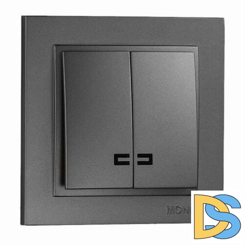 Выключатель двухклавишный с подсветкой Mono Electric Despina 10А 250В графит 102-202025-103