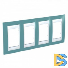 Рамка 4-ая (четверная), Синий/Белый, серия Unica, Schneider Electric