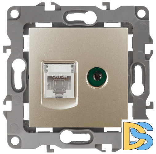 Розетка комбинированная RJ45+TV Эра 12-3110-04 Б0027444