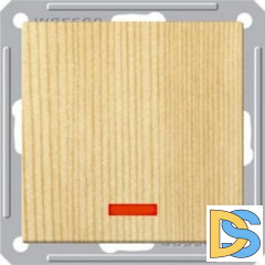 Выключатель 1-клавишный; кнопочный с подсветкой 16, Сосна (пластик), серия Wessen 59, Schneider Electric