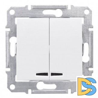 Выключатель 2-клавишный, с подсветкой, Белый, серия Sedna, Schneider Electric
