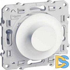 Диммер поворотно-нажимной, 400Вт LED универсальны, Белый, серия Odace, Schneider Electric
