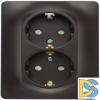 Розетка 2-ая электрическая с заземлением с защитными шторками, Шоколад, серия Glossa, Schneider Electric