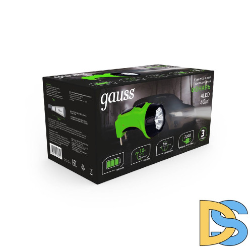 Ручной светодиодный фонарь Gauss аккумуляторный 135х70 40 лм GF104