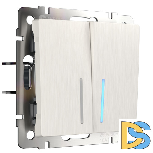 Выключатель двухклавишный Werkel проходной с подсветкой (перламутровый рифленый) W1122113