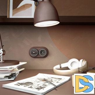 Розетка с заземлением (мокко матовый/хром) W5871052