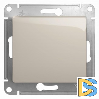 Выключатель 1-клавишный; кнопочный, Молочный, серия Glossa, Schneider Electric