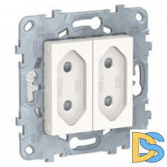 Розетка 2-ая электрическая без заземления, Белый, серия Unica New, Schneider Electric