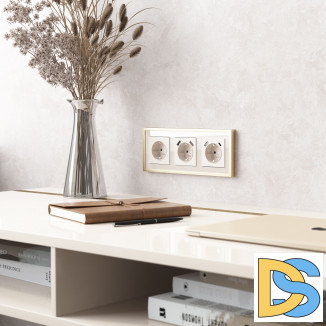 Рамка на 3 поста Baguette (айвори/латунь) W0032851