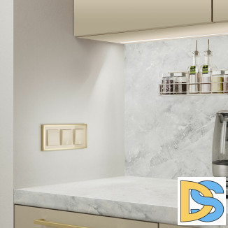 Рамка на 3 поста Baguette (айвори/латунь) W0032851