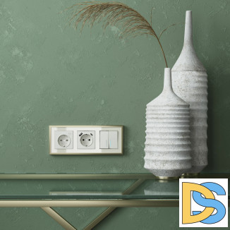 Рамка на 3 поста Baguette (айвори/латунь) W0032851