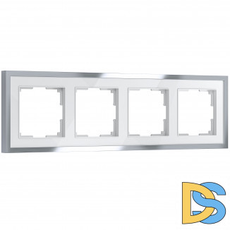 Рамка на 4 поста Baguette (белый/серебро) W0042850