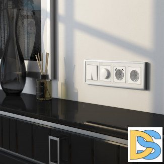 Рамка на 4 поста Baguette (белый/серебро) W0042850