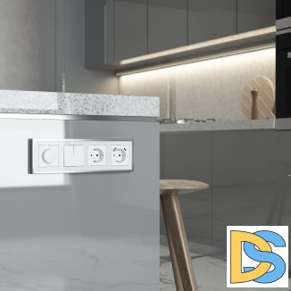 Рамка на 4 поста Baguette (белый/серебро) W0042850