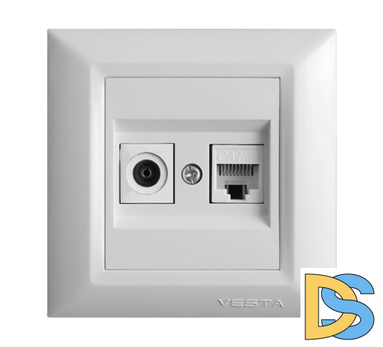 Розетка для сетевого кабеля LAN + TV белая Vesta-Electric Roma White
