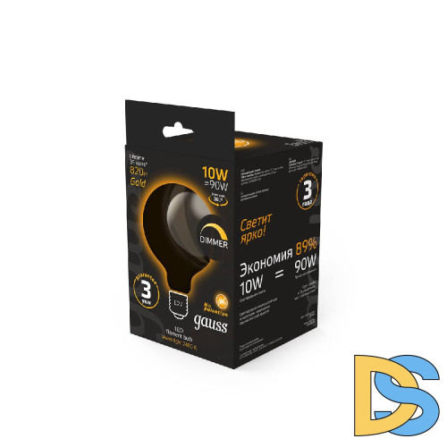 Светодиодная филаментная лампа Gauss Filament E27 10W 2400K 158802010-D