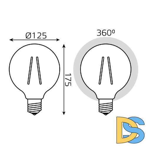 Светодиодная филаментная лампа Gauss Filament E27 10W 2400K 158802010-D