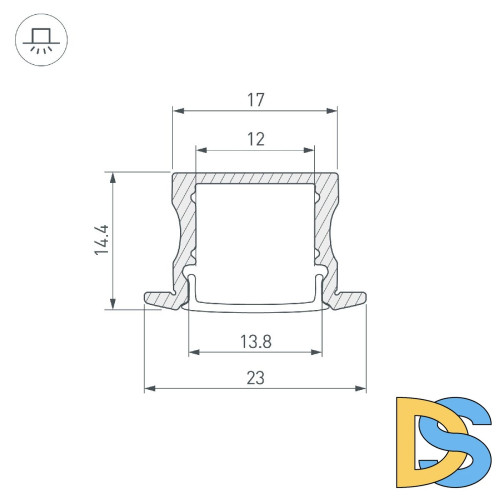 Алюминиевый профиль Arlight LINE-2315-F-2000 ANOD 044268