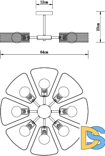 Люстра на штанге Arte Lamp Maasym A7044PL-8BK
