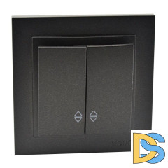 Выключатель двухклавишный проходной Mono Electric Despina 10А 250В графит 102-202023-111