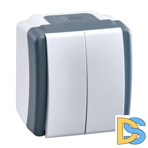 Выключатель двухклавишный Mono Electric Octans IP54 10А 250В бело-серый 154-020001-102