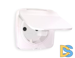 Лицевая панель для розетки с/з со шторками и крышкой Ambrella Volt Omega OP2080