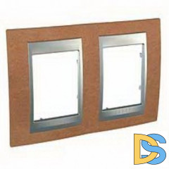 Рамка 2-ая (двойная), Дерево Вишня/Алюминий, серия UNICA TOP/CLASS, Schneider Electric