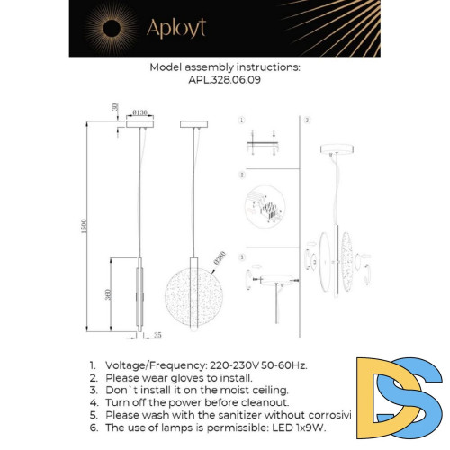 Подвесной светильник Aployt Lorentayn APL.328.06.09