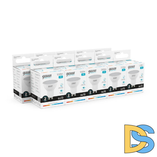 Лампа светодиодная Gauss GU10 7W 4100K матовая 13627