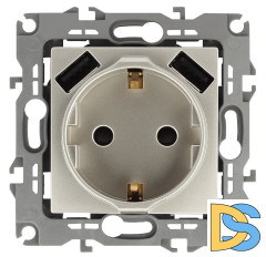 Розетка 2P+E со шторками и 2xUSB Эра 14-4109-04 Б0047870