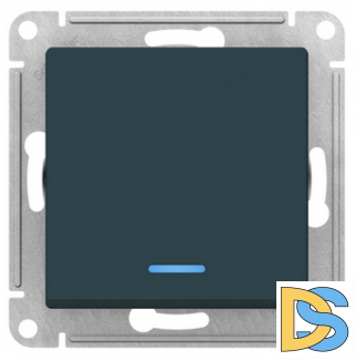 Выключатель 1-клавишный  с индикацией, Изумруд, серия Atlas Design, Schneider Electric