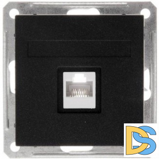 Розетка компьютерная 1-ая кат.5е, RJ-45 (интернет), Черный бархат, серия Wessen 59, Schneider Electric