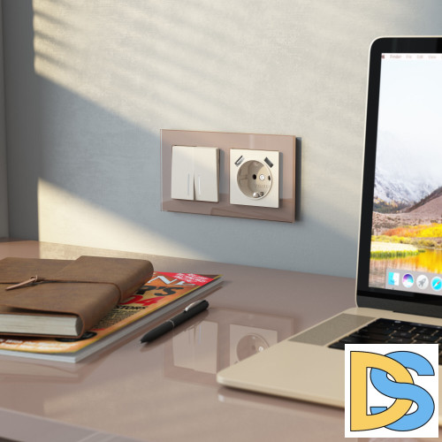 Выключатель двухклавишный Werkel проходной с подсветкой (айвори матовый) W1122162