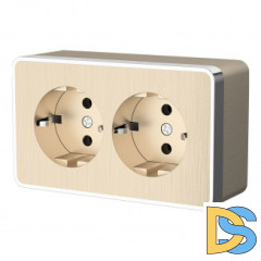 Розетка двойная с заземлением Gallant (шампань рифленый) W5072110