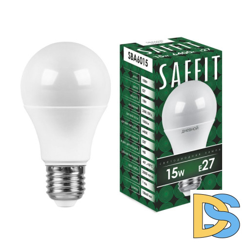 Лампа светодиодная Saffit SBA6015 шар E27 15W 6400K 55012