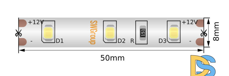 Светодиодная лента SWG SWG260-12-4.8-W-66-M 12В IP66 6000-6500K 015648