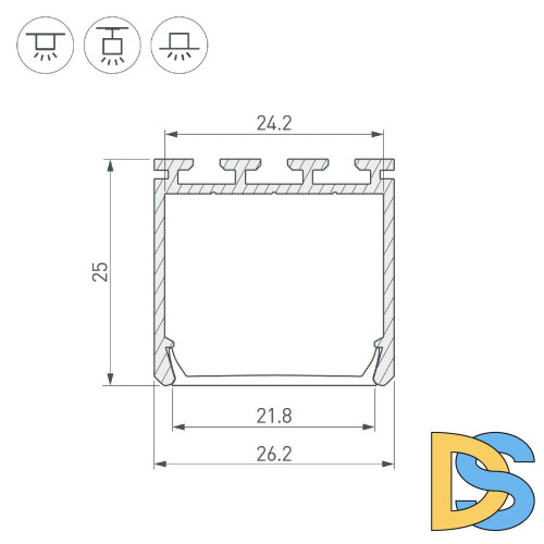 Алюминиевый профиль Arlight PLS-LOCK-H25-3000 ANOD Black 044847