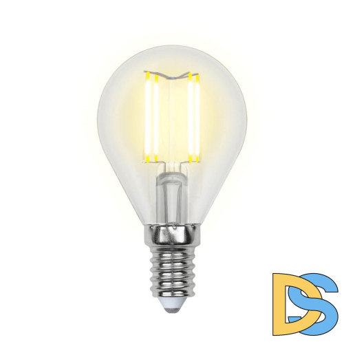 Лампа светодиодная филаментная (UL-00001371) Uniel E14 6W 4000K прозрачная LED-G45-6W/NW/E14/CL PLS02WH