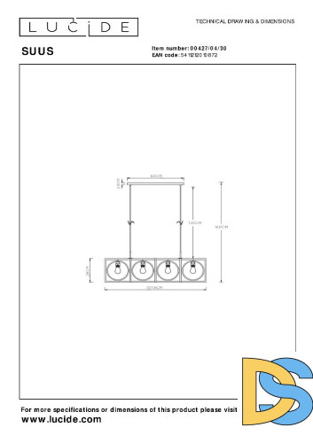 Подвесной светильник Lucide Suus 00427/04/30