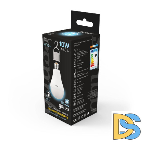 Лампа светодиодная аккумуляторная Gauss E27 10W 4100K матовая 102402200