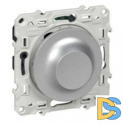 Диммер поворотно-нажимной 1000Вт для ламп накаливания, Алюминий, серия Odace, Schneider Electric