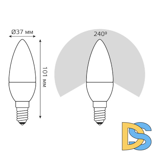 Лампа светодиодная Gauss E14 10W 6500K свеча матовая 33130