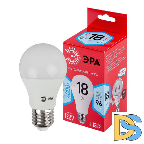 Лампа светодиодная Эра E27 18W 4000K LED A65-18W-840-E27 R Б0052381