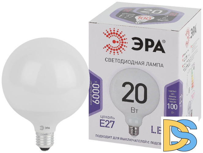 Лампа светодиодная Эра E27 20W 6500K LED G120-20W-6000K-E27 Б0049082