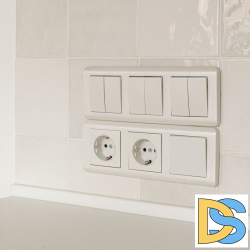 Выключатель двухклавишный Werkel (перламутровый рифленый) W1120013