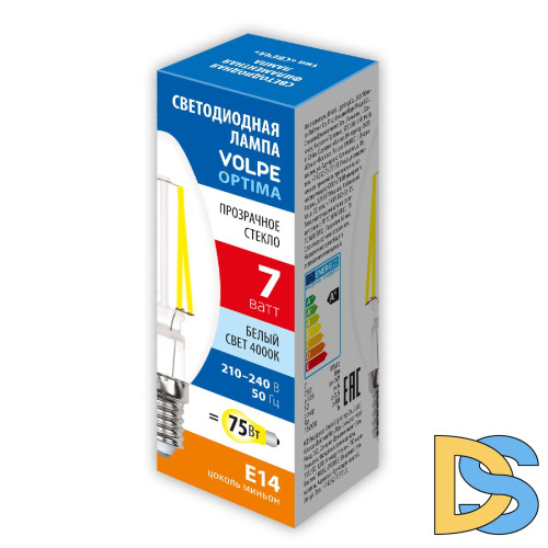 Лампа светодиодная Volpe Optima LED-C35-7W/4000K/E14/CL/SLF UL-00008333
