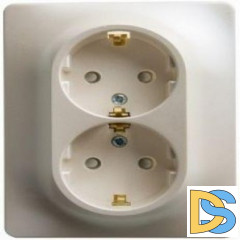 Розетка 2-ая электрическая с заземлением, Молочный, серия Glossa, Schneider Electric