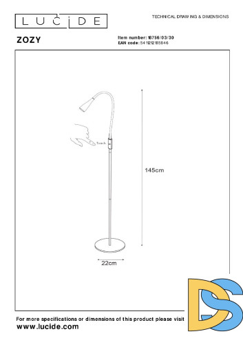 Торшер Lucide Zozy 18756/03/30